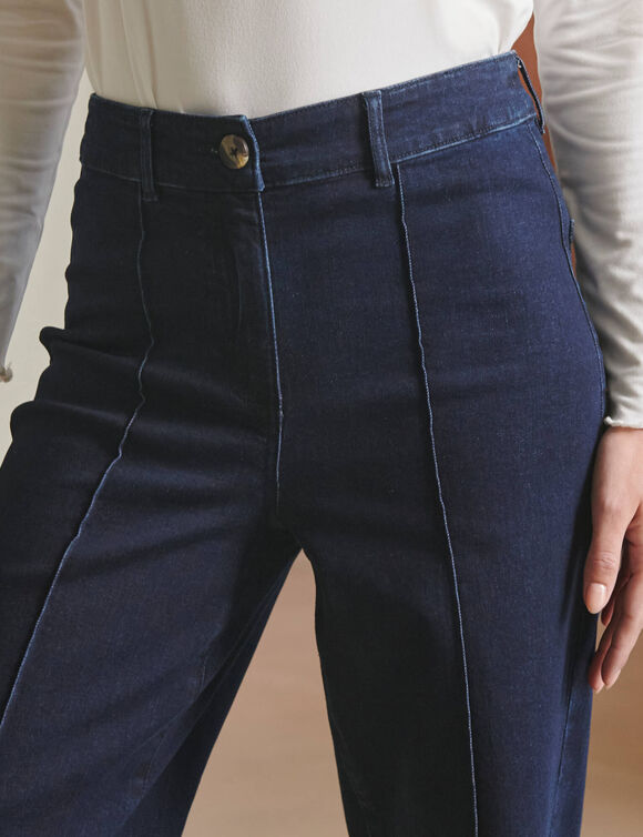 Jean large d&eacute;tails plis piqu&eacute;s (brut)