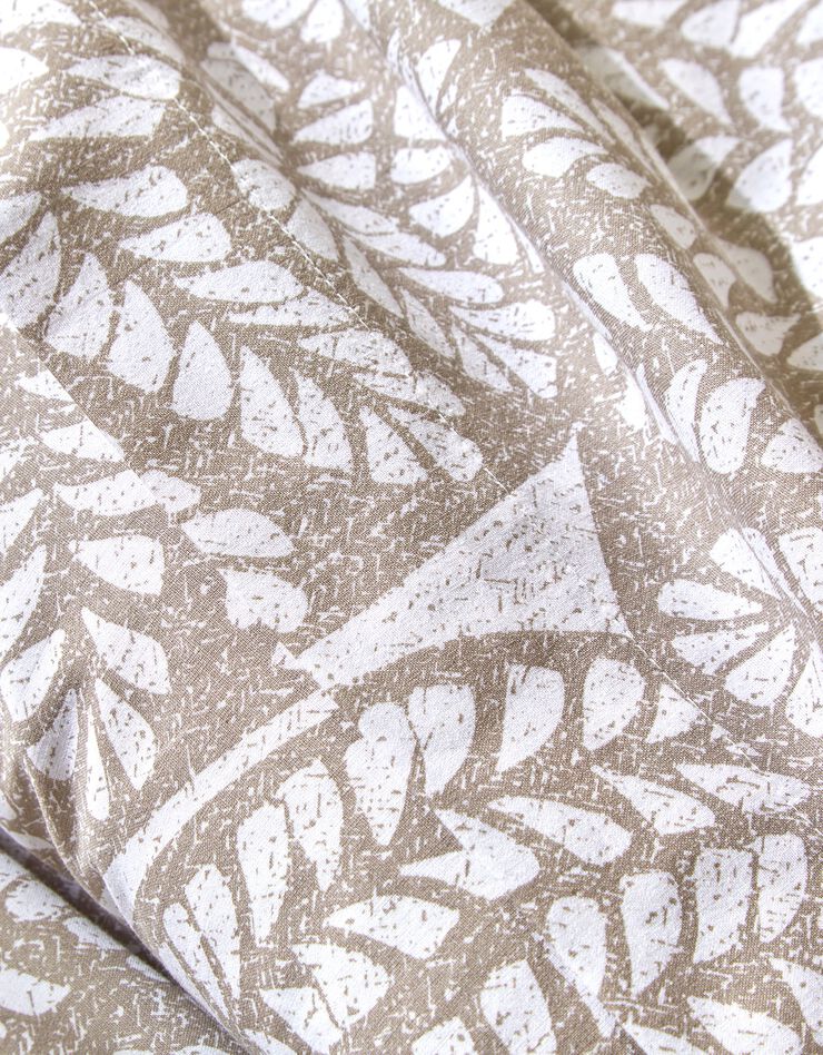 Bedlinnen Sophie met tweekleurige bladerenprint - katoen (beige)