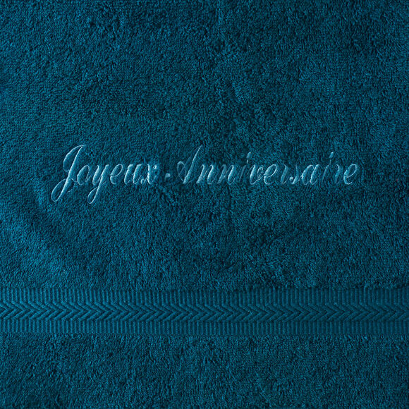 Effen handdoek, zacht comfort, personaliseerbaar (pauwblauw)