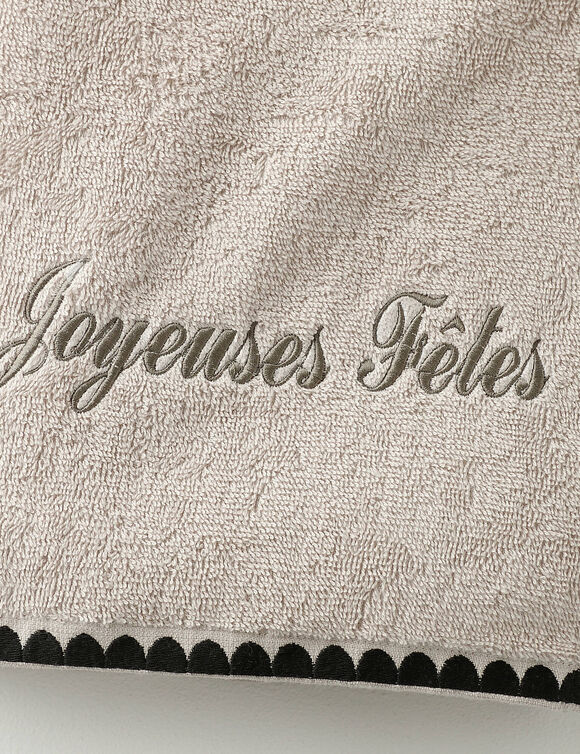 Serviettes de bain finition broderie fantaisie personnalisable - 420g/m2 (zandkleur)