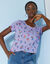 T-shirt met ronde hals en bloemenprint, katoen (mauve)