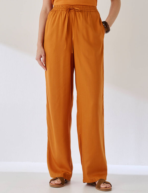 Pantalon large fluide uni (safran)