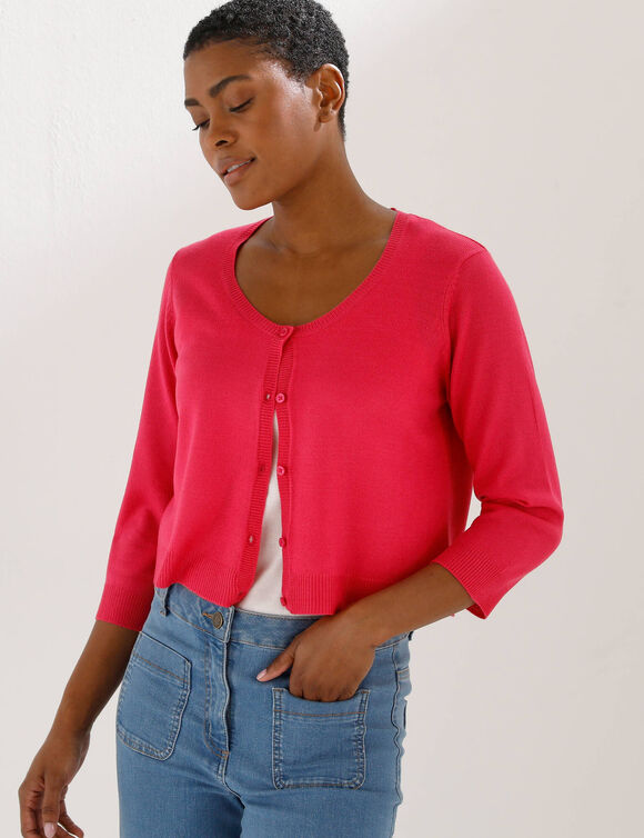 Bolero-vest met knopen, zachte touch (fuchsiaroze)