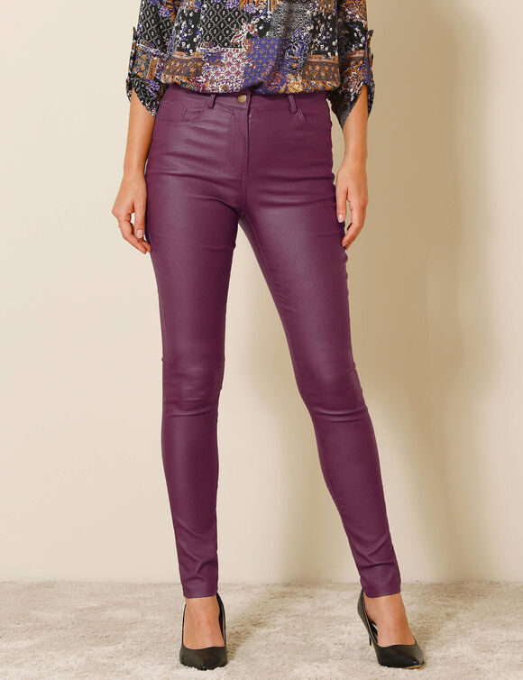Pantalon fuselé enduit ultra stretch (prune)