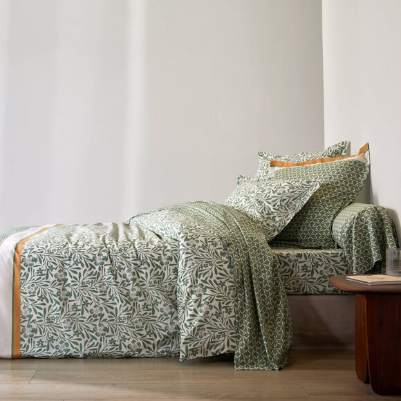 Linge de lit Clarisse en coton imprimé (vert)