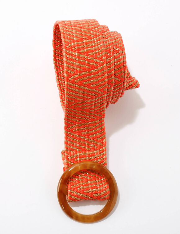 Ceinture raphia élastiquée écru/orange (écru / orange)