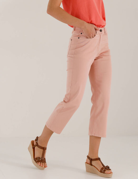 Pantacourt droit uni  (rose poudr&eacute;)