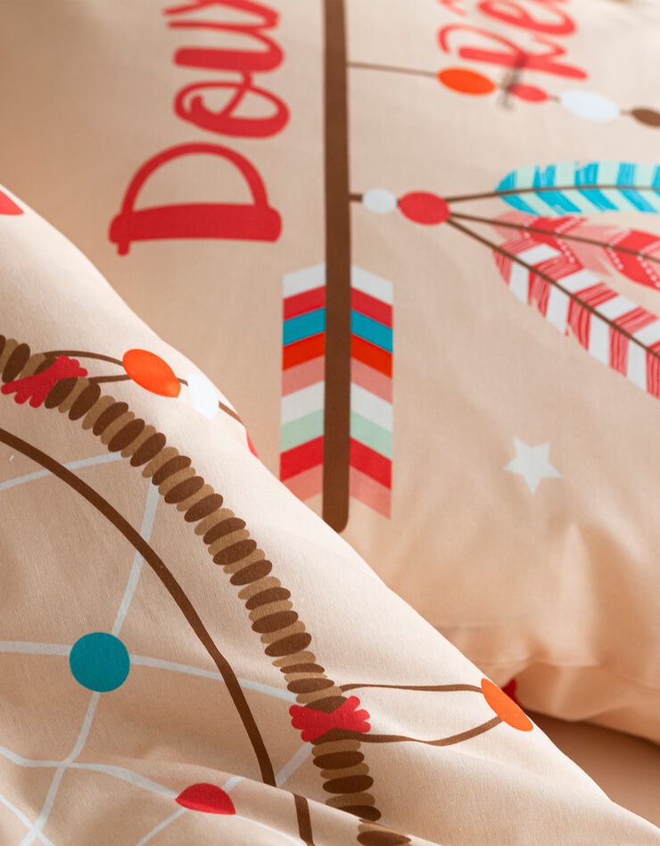 Bedrukt bedlinnen voor kinderen, dreamcatcherprint, 1 persoon - katoen (roze)