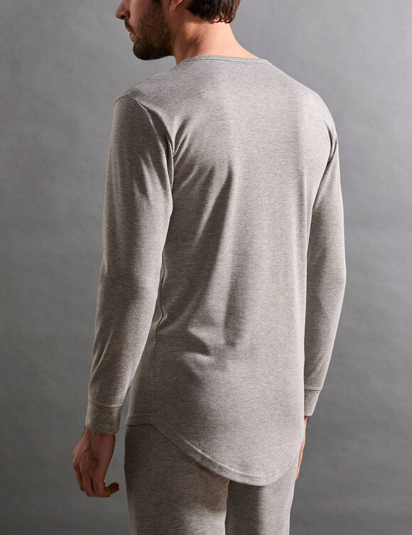 T-shirt sous-v&ecirc;tement homme col rond manches longues chaleur douce - lot de 2 (gris chin&eacute;)