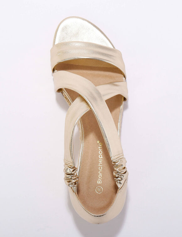 Elastische sandalen met sleehak, kunststof (goudkleurig)