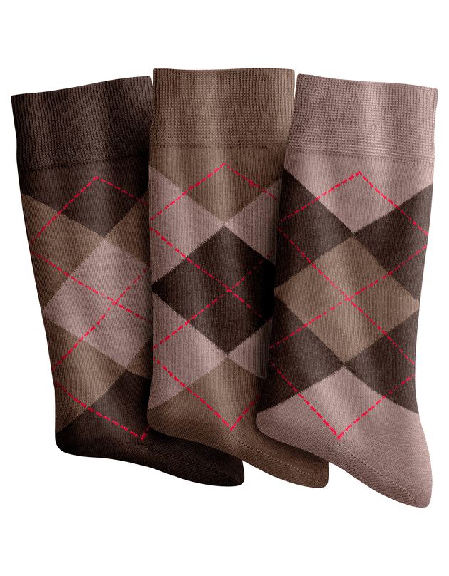Mi-chaussettes motif jacquard - lot de 3 paires, beige, hi-res