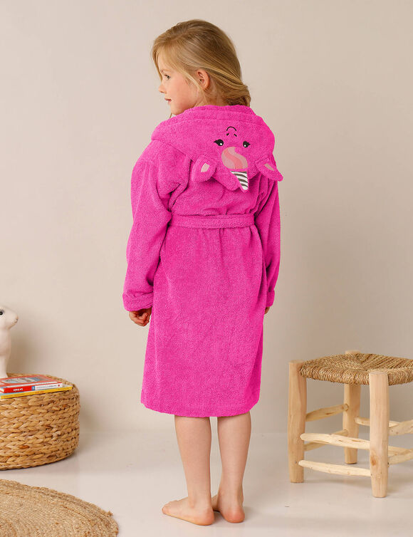 Peignoir de bain enfant personnalisable licorne à capuche (fuchsia)