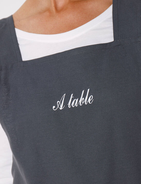 Tablier de cuisine japonais coton uni personnalisable (gris)