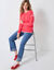 Pull bicolore en maille moelleuse  (rose)