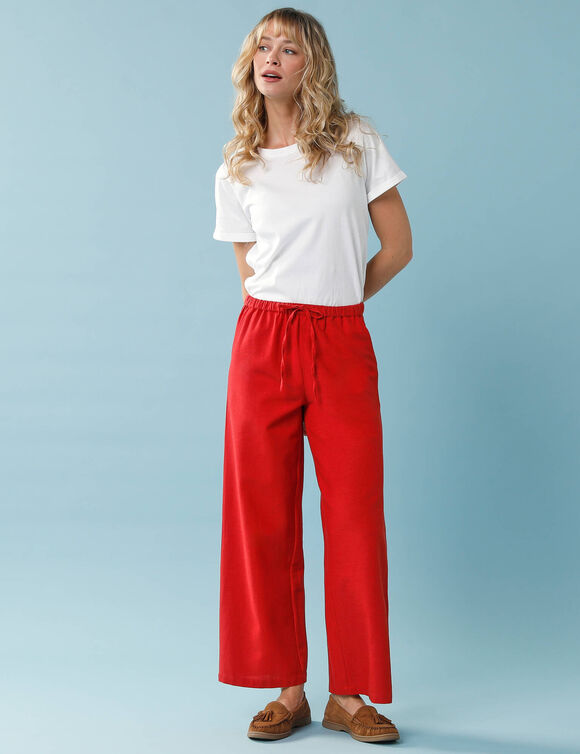 Pantalon large Sp&eacute;cial Petites viscose-coton-lin (rouge)