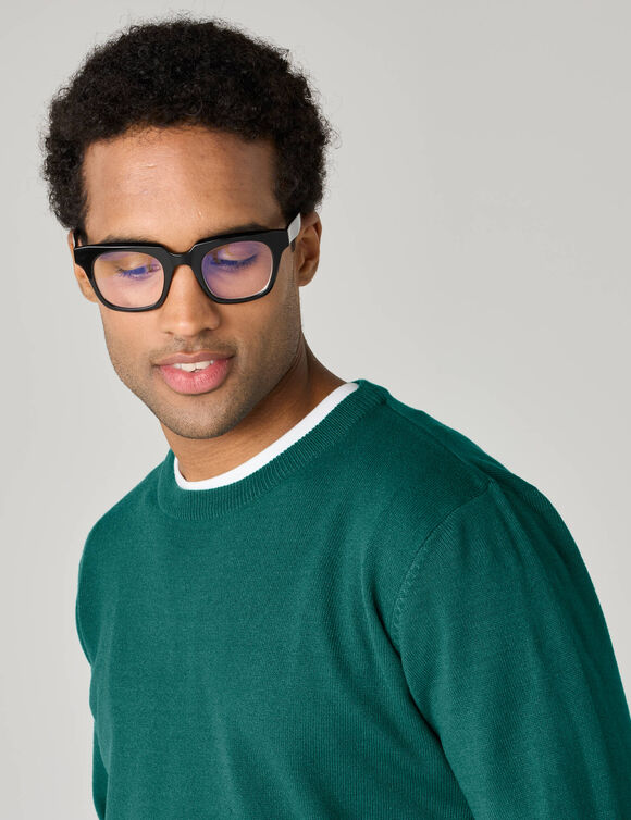 Pull uni col rond (vert sapin)