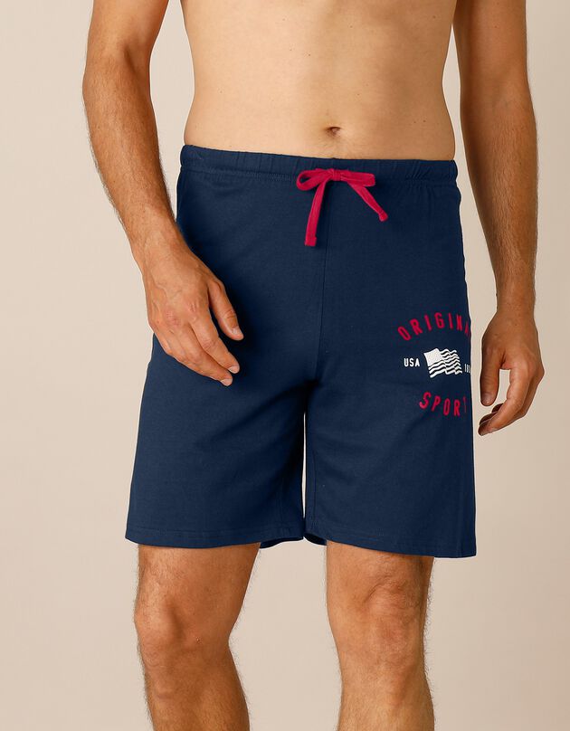 Pyjamashort met geplaatste print, marineblauw (marine)