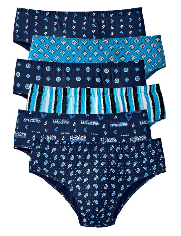 Slip ferm&eacute; imprim&eacute; assorti taille confort - lot de 6 (bleu)
