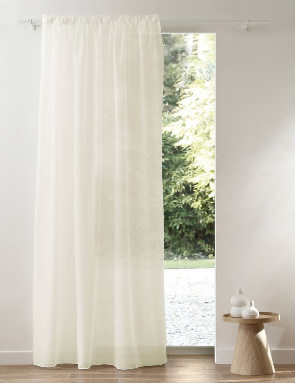 Effen voilegordijn met fronsgalon (ivoorkleur)
