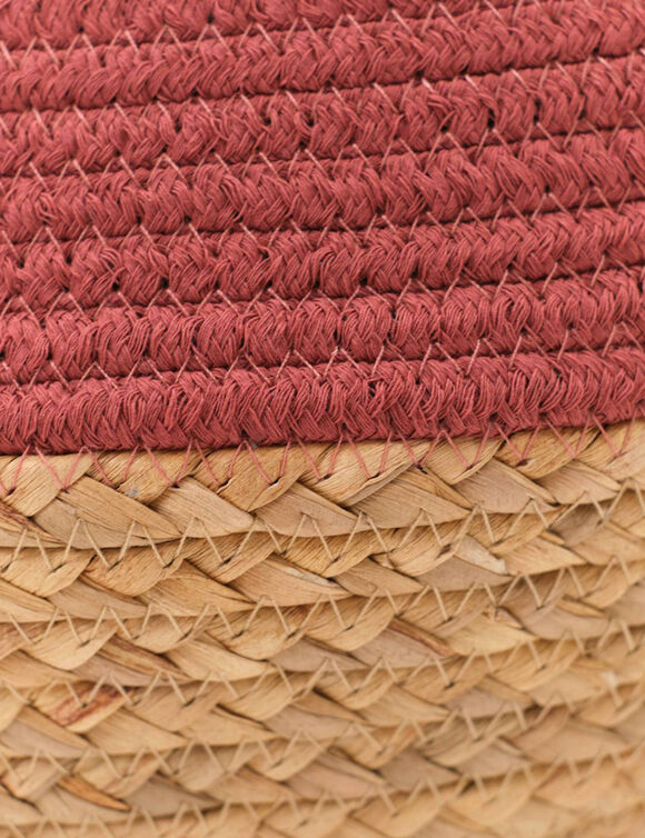 Panier bicolore rond corde coton (terracotta)