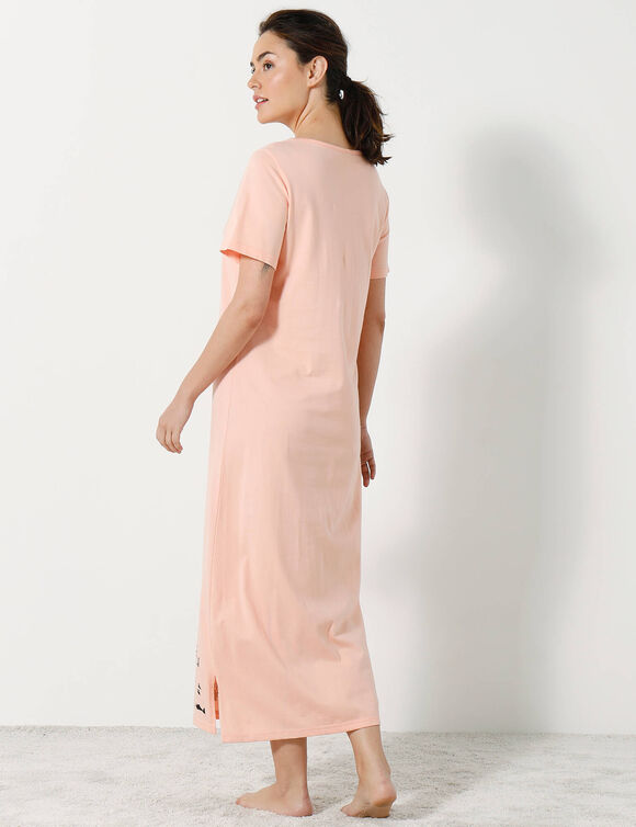 Chemise de nuit longue imprim&eacute; chat - lot de 2 (p&ecirc;che / gris)