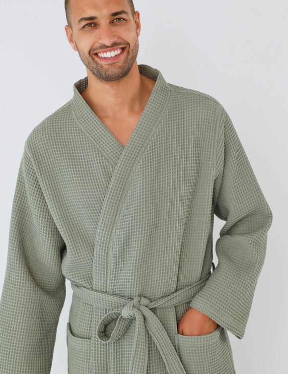 Peignoir de bain mixte adulte nid d'abeille 230 g/m2 (kaki)