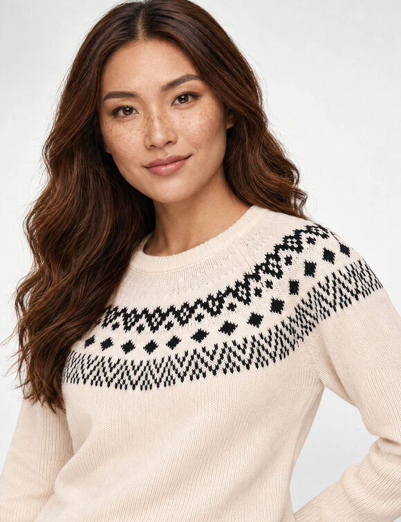 Pull jacquard  (&eacute;cru / noir)