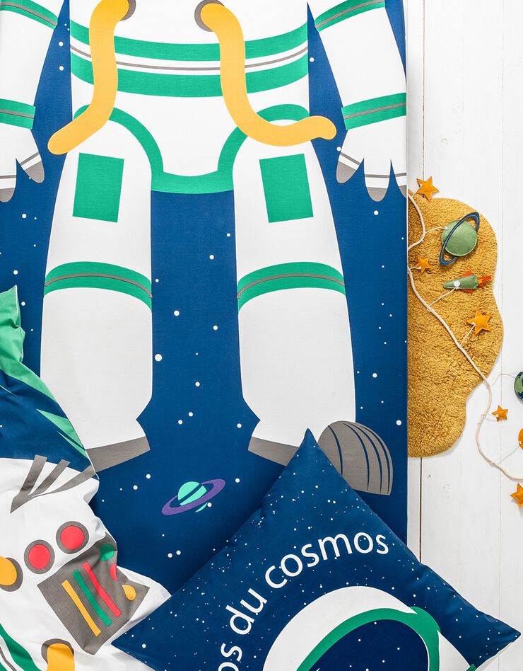 Bedlinnen voor kinderen met vermommingseffect Cosmos, in katoen (marine)