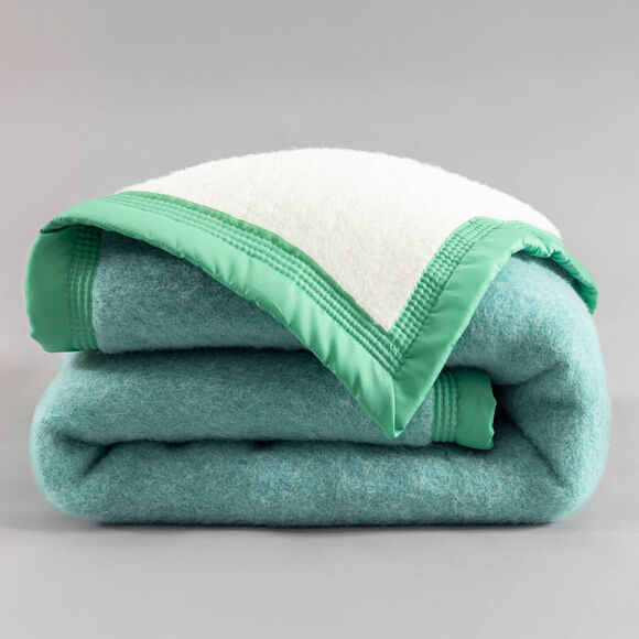 Couverture bicolore pure laine 800 g/m&sup2; (vert jade)