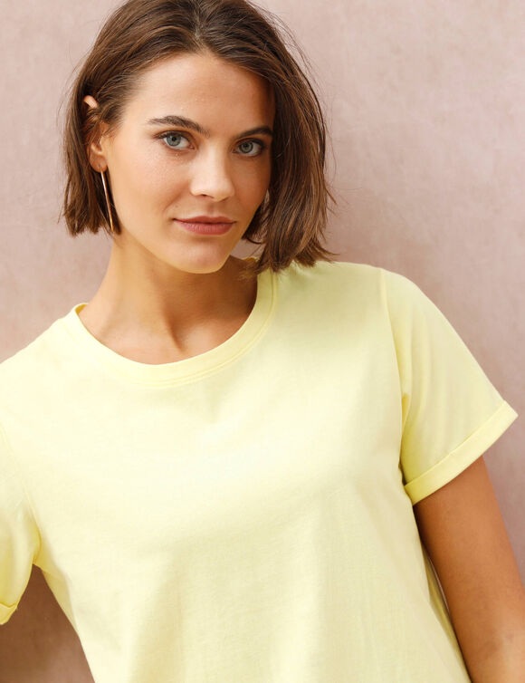 T-shirt manches courtes &agrave; revers (jaune)