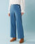 Pantalon large spécial Petites taille haute et boutonné côtés (bleu)