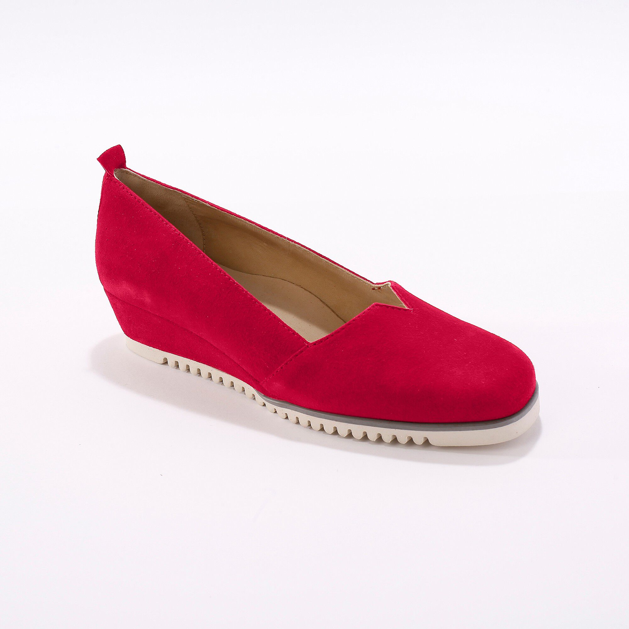 Leren ballerina's met sleehak - rood, rood | Blancheporte