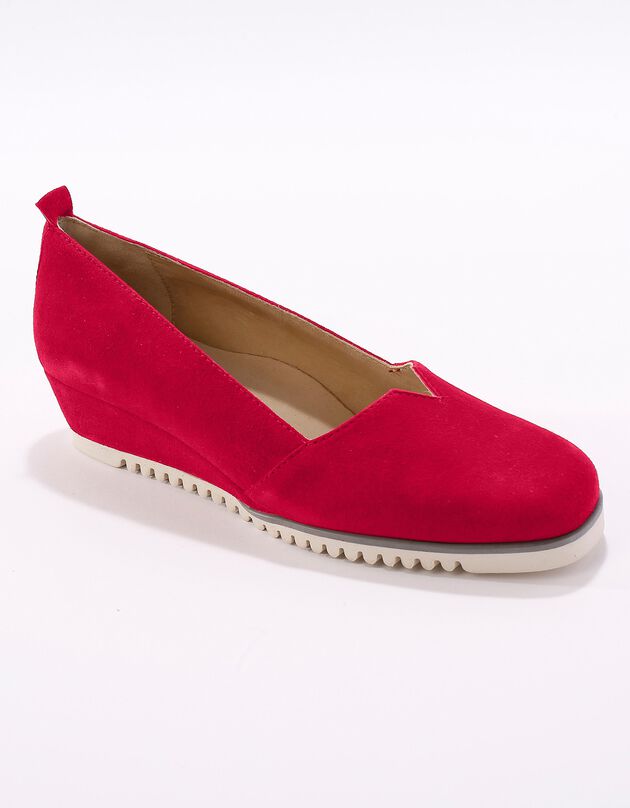 Ballerines compensées en cuir - rouge (rouge)