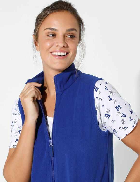 Veste polaire zipp&eacute;e sans manches (bleu dur)