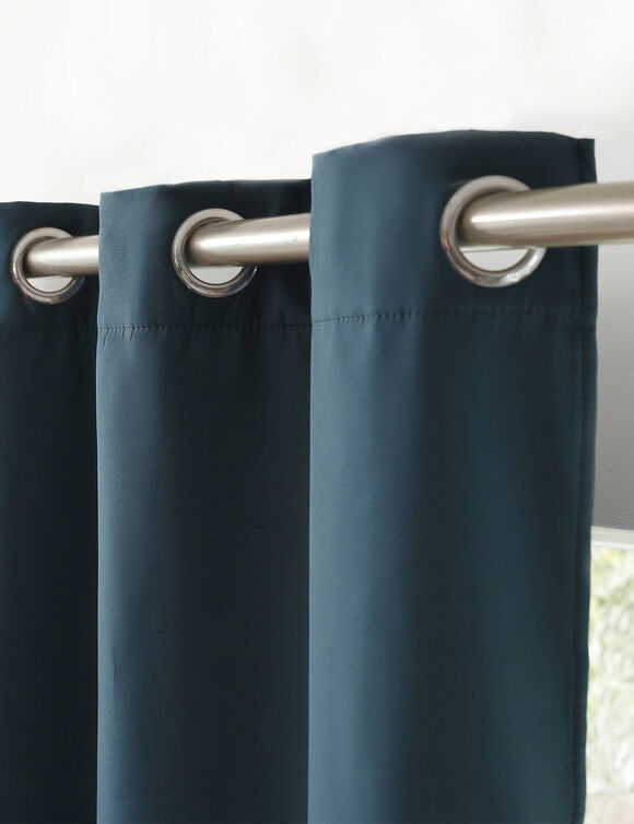 Rideau isolant uni envers polaire finition oeillets (bleu paon)