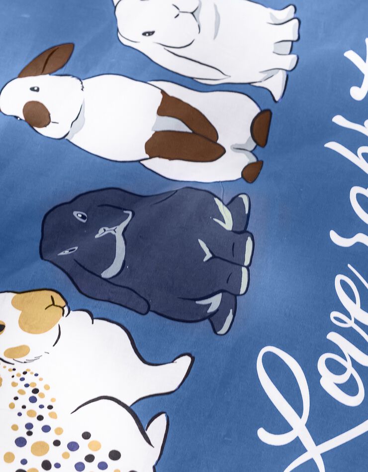 Bedlinnen Rabbit, in katoen met konijnprint (blauw)