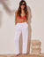 Pantalon droit uni, crépon fluide (blanc)