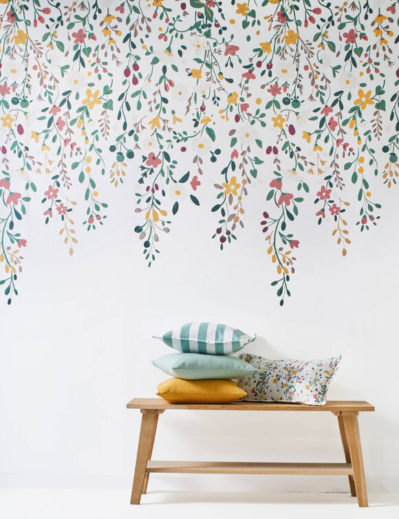 Panoramisch behangpapier C&eacute;lesti, bloemenmotief (wit)