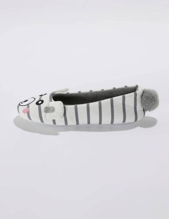 Ballerines d'intérieur brodées souris (blanc)