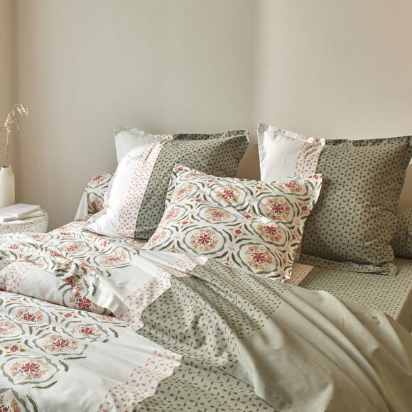 Linge de lit Christine en coton imprimé (grijsbeige)
