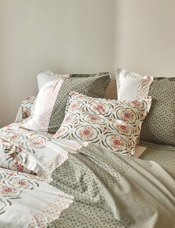 Linge de lit Christine en coton imprimé (grège)