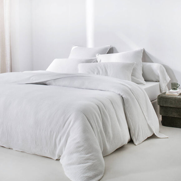 Linge de lit uni - double gaze de coton (blanc)