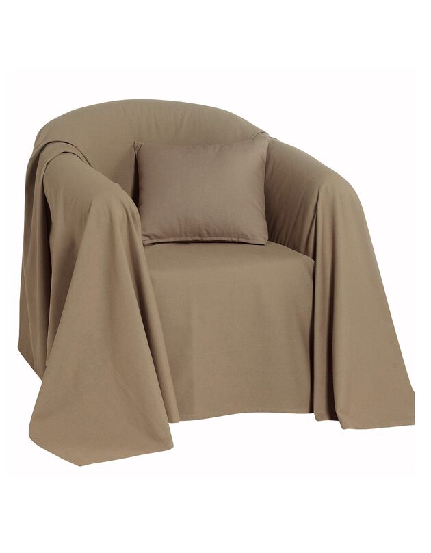 Effen sprei in zeildoekstof (taupe)