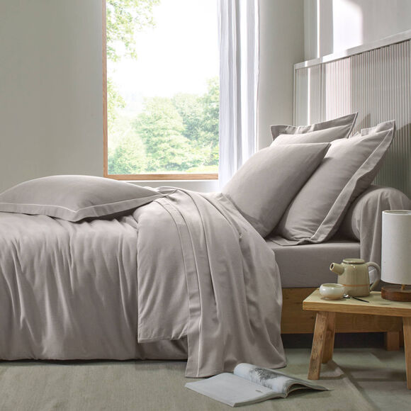 Drap-housse uni flanelle bonnets 32 cm (taupe)