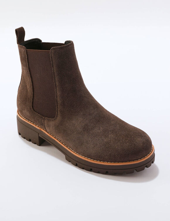 Chelsea boots in splitleer (chocolade)