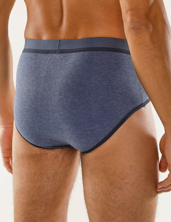 Gesloten slip met contrasterende naden, hoge taille - set van 4 (jeansblauw + bordeaux)