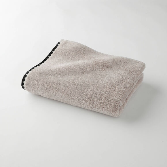 Serviettes de bain finition broderie fantaisie - 420g/m2 (sable)