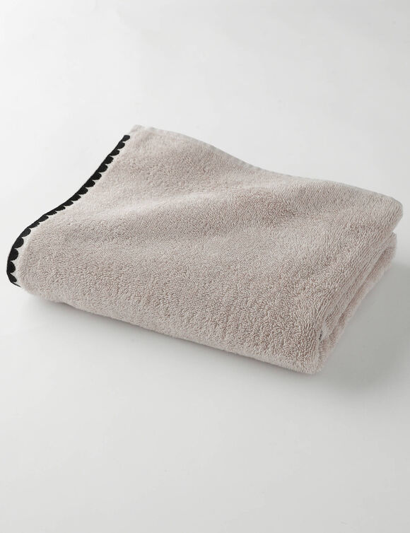 Serviettes de bain finition broderie fantaisie - 420g/m2 (sable)