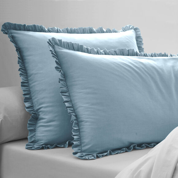 Linge de lit uni percale (bleu clair)