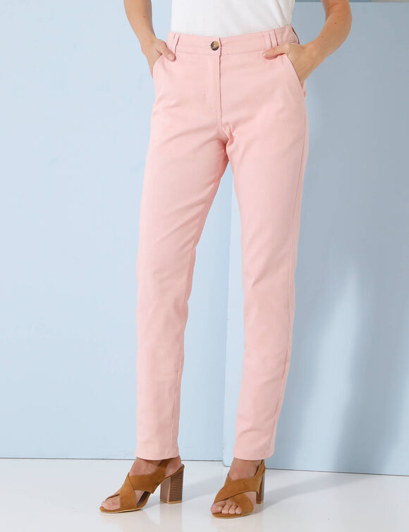 Pantalon chino stretch (rose poudré)